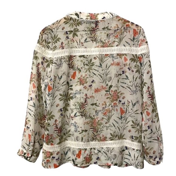 The Kooples Floral Botanical Lace Up Blouse Size XS - Picture 5 of 16